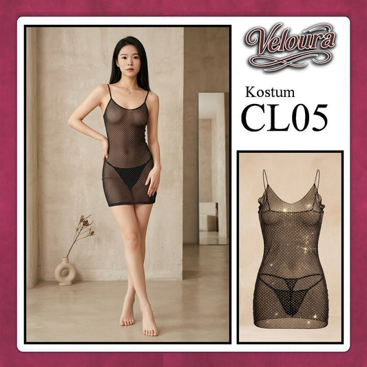 Pekalongan Veloura Pakaian Set Wanita Dress Malam / Pesta / Kostum Cosplay Seksi Transparant Tema - CL05