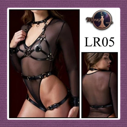 Pekalongan Midnight Body Sexy Harness LR05 - Lingerie Fashion Gothic Streetwear PU Leather