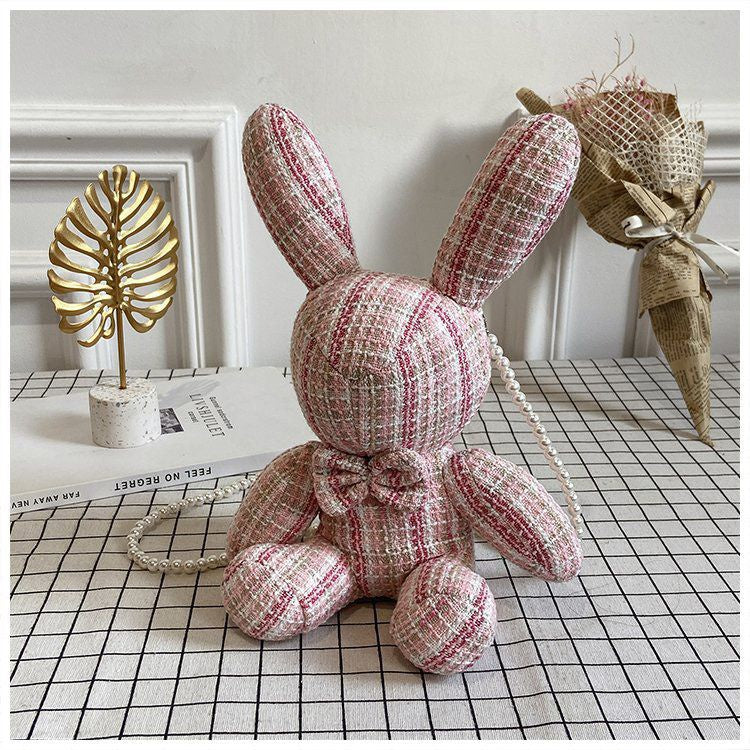 Pekanbaru Tas Rabbit Motif Garis Aesthetic Tas Mini Lucu Tas Jalan Tas Selempang Kelinci Pita Tali Pearl Mutiara Elegan Tas Unik Berkualitas Korean Style Tas Three Tone Soft Color