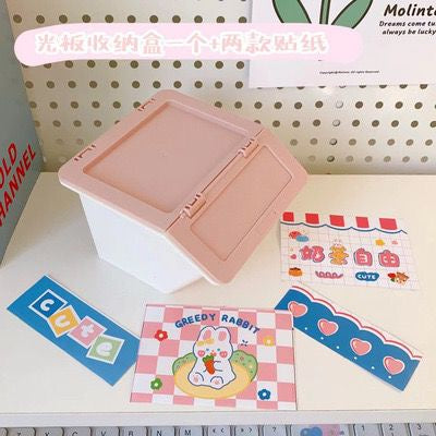 Pekanbaru Tempat Penyimpanan Colorful Box Mini Aesthetic Serbaguna Tape Accessories Dengan Tutup Flip Lipat Stuff Organizer Stackable Stationary Kit