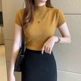 Pekanbaru Baju Model Turtleneck Kaos Lengan Pendek Carenina Baju RIB Garis-Garis (LD 80, P 40)
