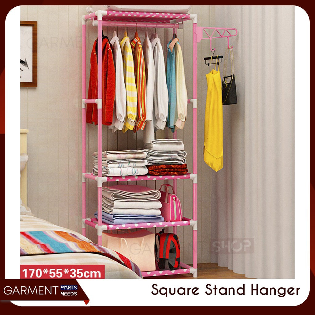 Pekanbaru Square Stand Hanger Steady Rak Lemari Baju Pakaian Buku Tanpa Cover