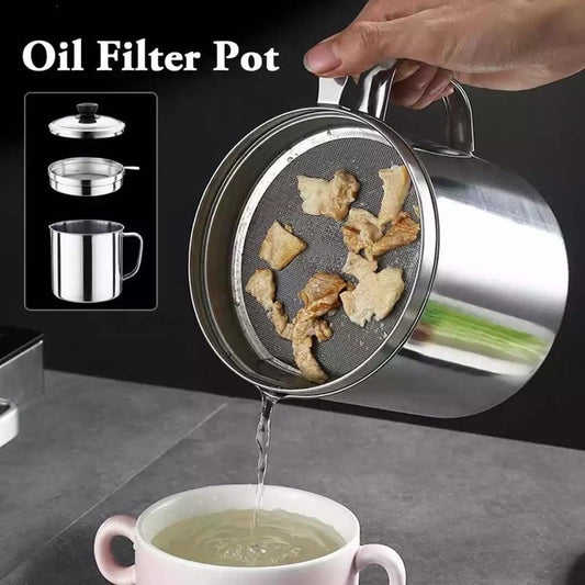 Pekanbaru Oil Pot Wadah saringan minyak Mug & Saringan Minyak/Oil Pot Stainlees 12cm