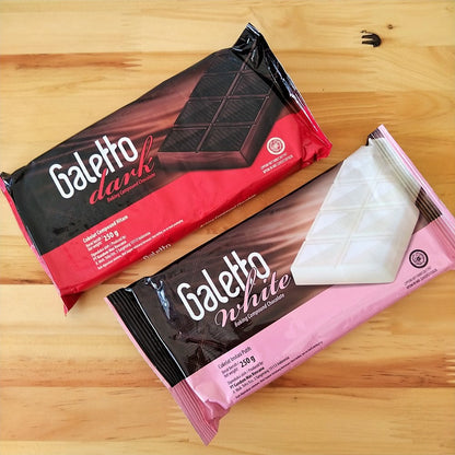 Pekanbaru Galetto Baking Compound Chocolate Dark & White / Coklat Compound Hitam Putih 250Gr
