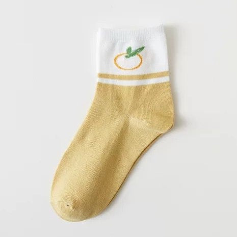 Pekanbaru Kaos Kaki Orange White Kaos Kaki Jeruk Oren Jingga Putih Kaos Kaki Panjang Cute Orange Women Socks Kaos Kaki Berkualitas High Quality Sock Korean Style
