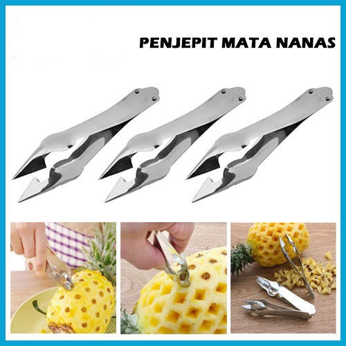 Pekanbaru HR - Capitan Penjepit Mata Nanas Alat Pengupas Stainless Steel Pinset Kupas Buah Pencabut Pencapit Jepit