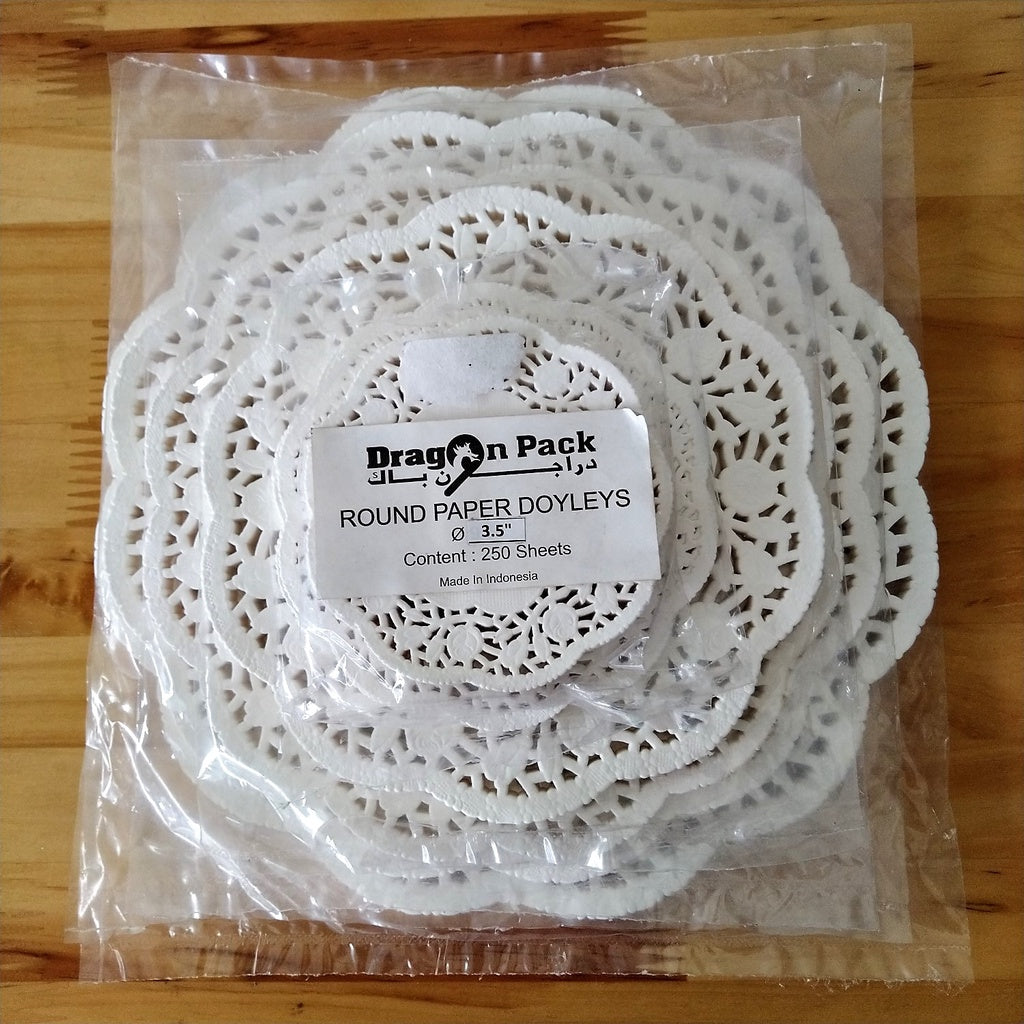 Pekanbaru Dragon Pack Round Paper Doyleys / Kertas Doilies Bulat Putih Per Pack