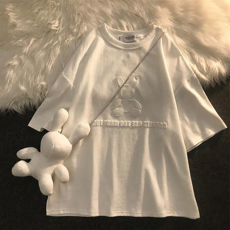 Pekanbaru Kaos Oversize Rabbit Tas T-shirt Berkualitas Kelinci Lucu Rabbits Are Too Many For Us Korean Style