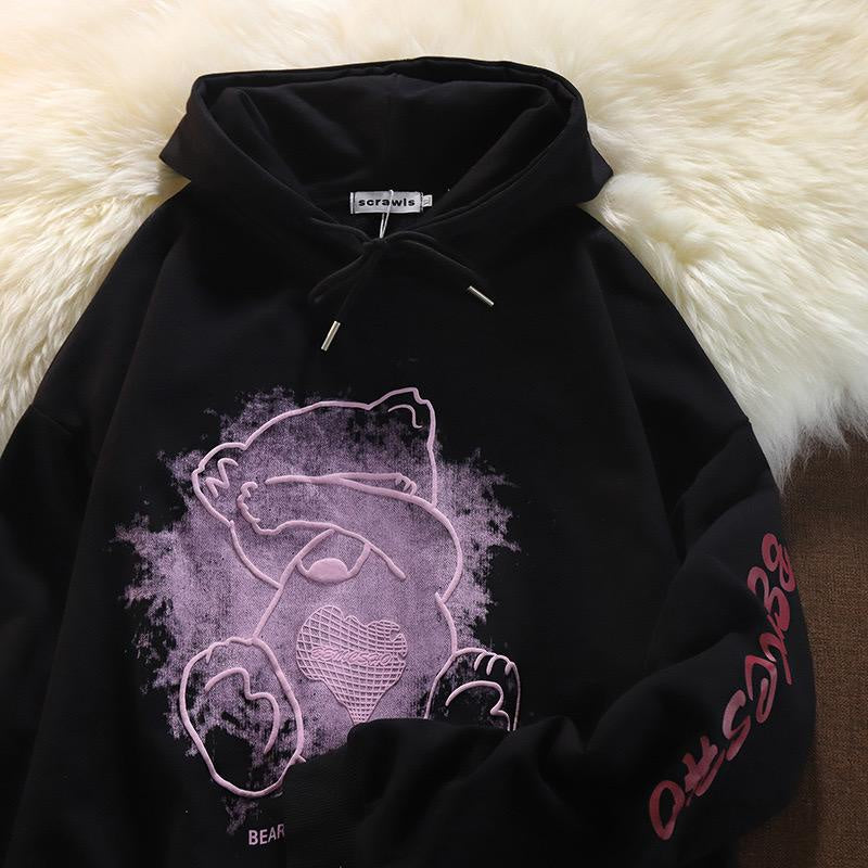 Pekanbaru Hoodie Oversize Bear Splash Lucu Imut Hoodie Pink Bordir Timbul Elegan Bemesho Bear is Absolutely Reliable Cute Couple Unisex Hoodie Street Style Teddy Bear Hide And Seek Korean Style