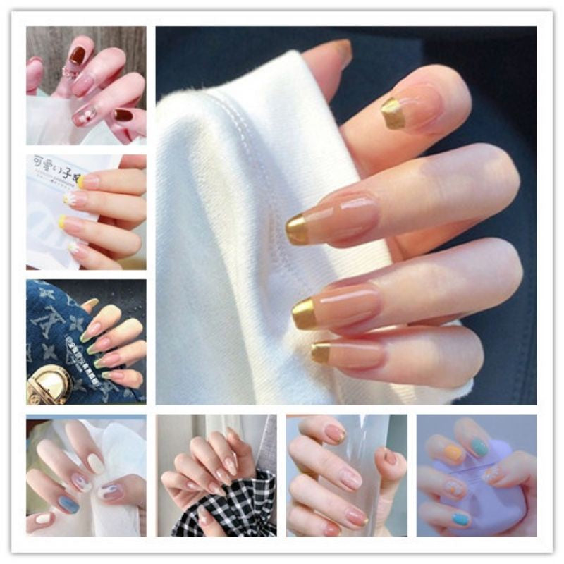 Pekanbaru (24Pcs Free Lem) Kuku Palsu Murah Tahan Air Fashion Nail Art 3D Korea Fake Nails Manicure