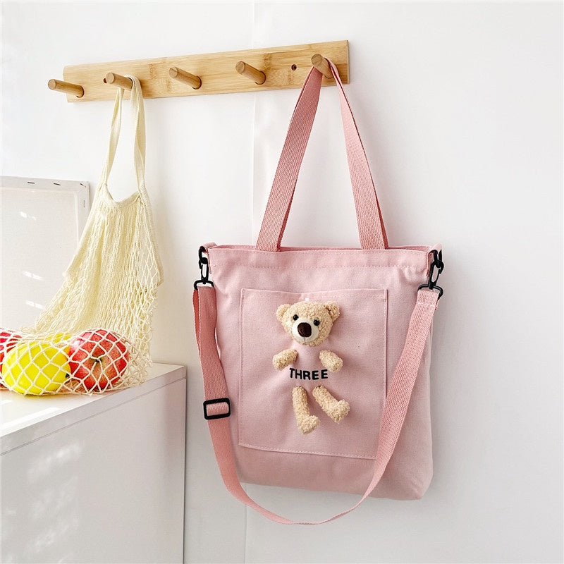 Pekanbaru Tote Bag Beruang Lucu Teddy Bear Unisex Totebag Timbul Unik Resleting Berkualitas Tas Tote Kuliah Sekolah Big Capacity Korean Style