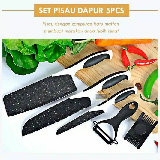 Pekanbaru (Pisau Set Hitam) Set Pisau Dapur Isi 5 pcs Pisau Set Dapur Keramik Batu Maifan Loyal Bosque uji
