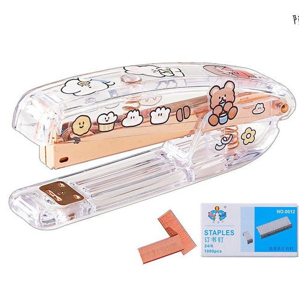 Pekanbaru Hekter Transparan Ins Lucu Berkualitas Hekter Staples Besar Clear Unik Pink Stationary Kit DIY Stapler Dekorasi Buku Jurnal Be