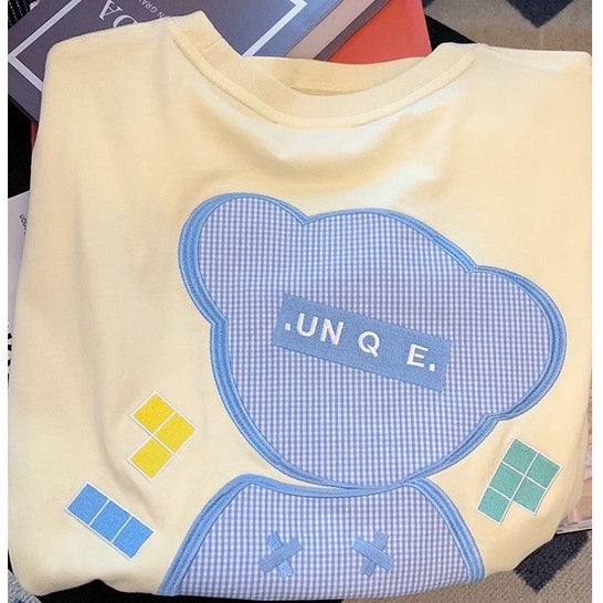 Pekanbaru Kaos Oversize Teddy Bear Tetris Soft Colorful T-shirt Playful Beruang Lucu Unik Kaos Berkualitas Cute Tshirt Couple Unisex Gambar Bear Besar Lucu Bordir Puzzle Tetris Unique Street Style Korean Style