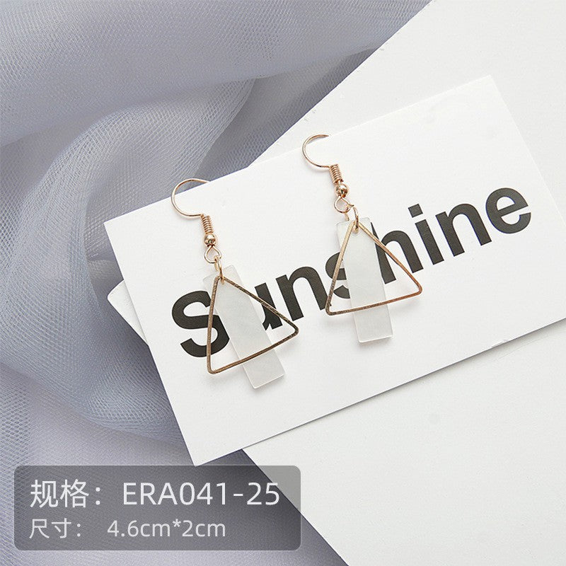 Pekanbaru Anting Wanita Korea Emas Rantai Bling Anting Elegan Simple Persegi Bujur Sangkar Putih Permata Gold Woman Earrings Emas Permata Anting Berkualitas Korean Style