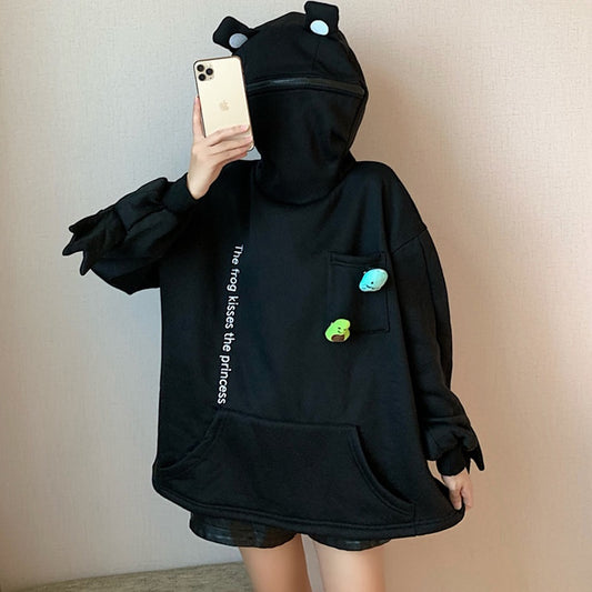 Pekanbaru Hoodie Oversize Katak Kodok Korea Hoodie Topi Full Zipper Lucu Avocado Dino Hoodie Unisex Besar Korean Style