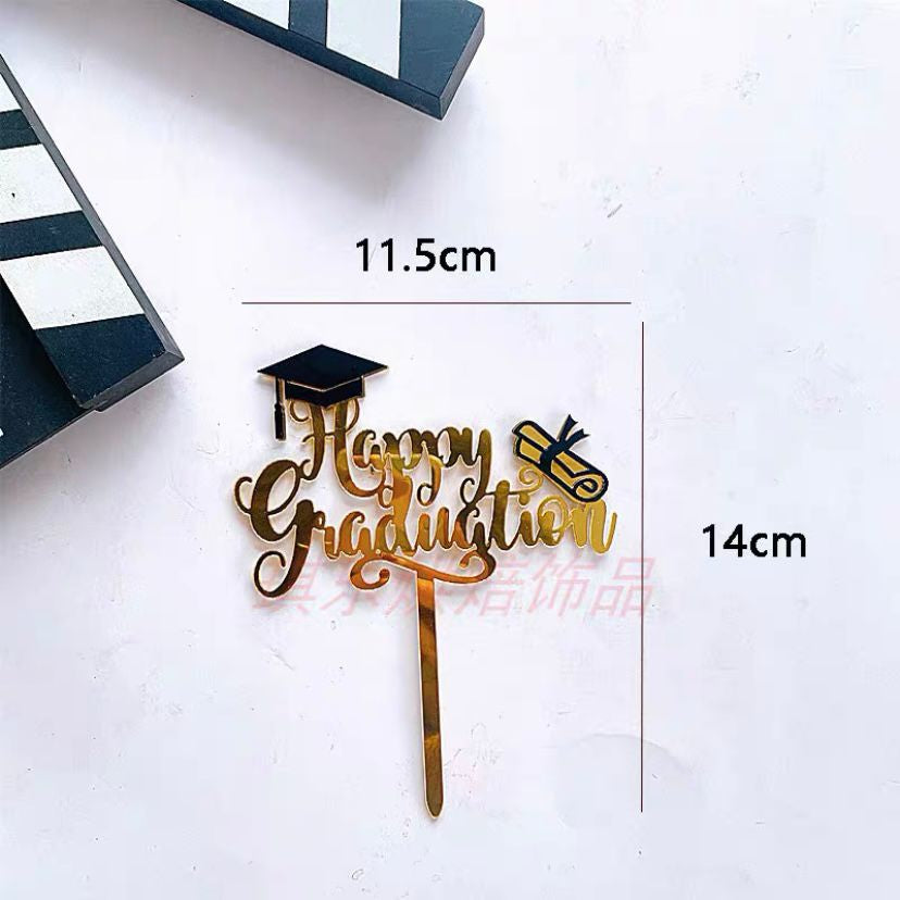 Pekanbaru Cake Topper Akrilik Happy Graduation (Instan Only)