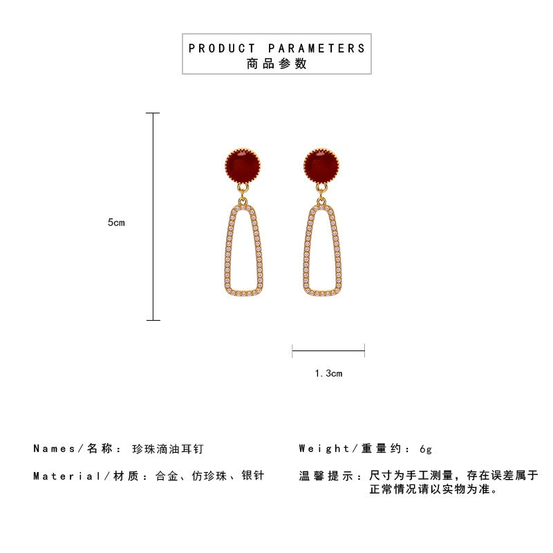 Pekanbaru Anting Wanita Bentuk Hati Maroon Anting Panjang Besar Anting Simple Elegan Maroon Woman Earrings Korean Style Anting Berkualitas