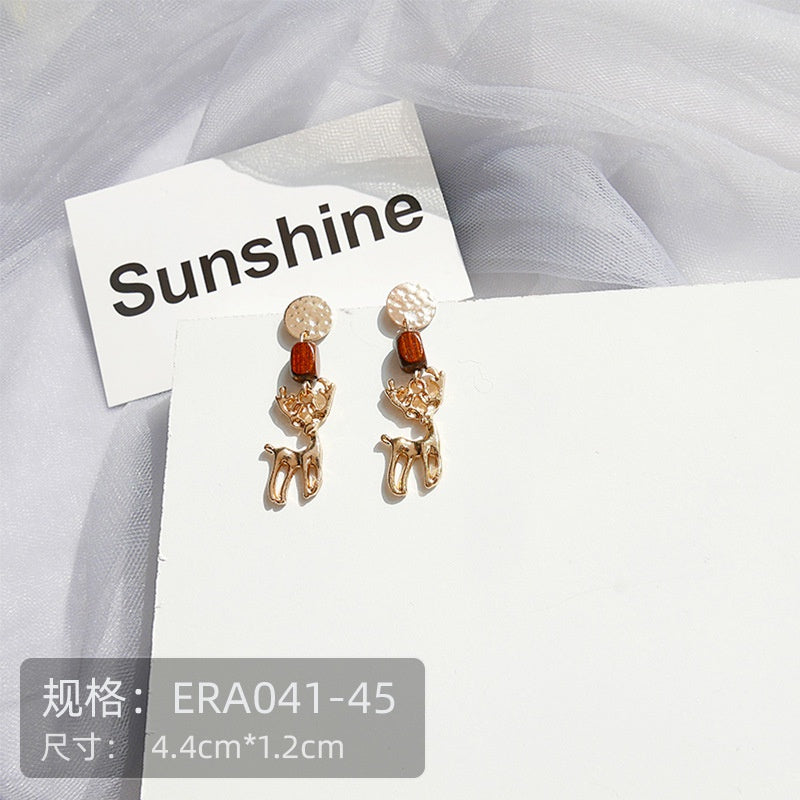 Pekanbaru Anting Wanita Winter Snowflakes Jam Bintang Ekor Lumba Lumba Rusa Musim Salju Winter Season Woman Earrings Anting Berkualitas Natal Korean Style