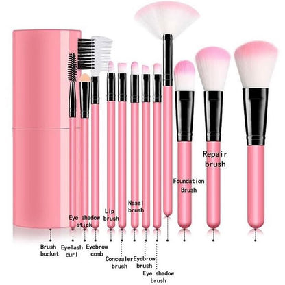 Pekanbaru (Isi 12Pcs) Kuas Make Up Tabung 12Pcs Make Up Brush 12 Set In 1 Tube Import Murah