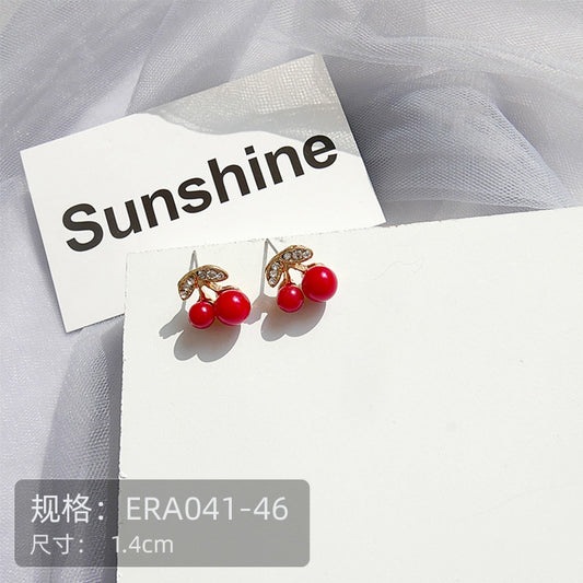 Pekanbaru Anting Wanita Merah Cherry Love Anting Panjang Simple Elegan Buah Long Strawberry Woman Earrings Anting Berkualitas Anting Drop Korean Style