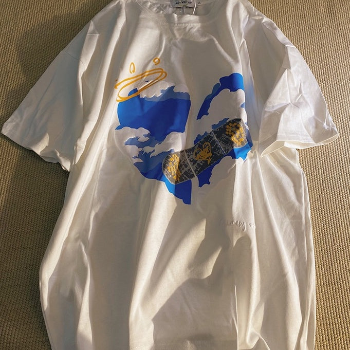 Pekanbaru Kaos Oversize Awan Love Plester Angel Malaikat Kaos Trending Hype Kaos Keren Berkualitas Korean Style