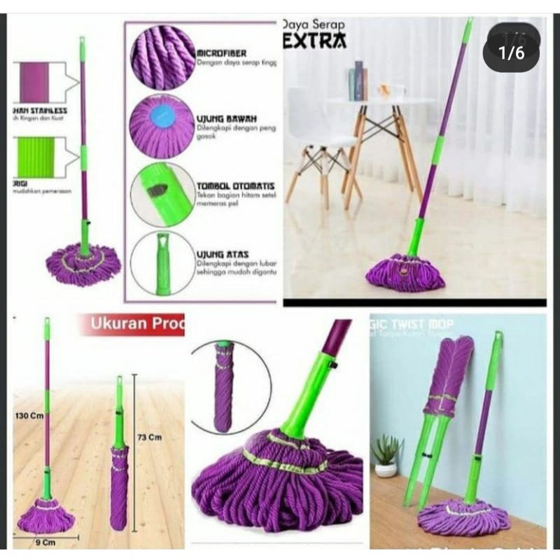 Pekanbaru Twist MOP Set Alat Pel Otomatis - Alat Pel Praktis - Alat Pel Magic