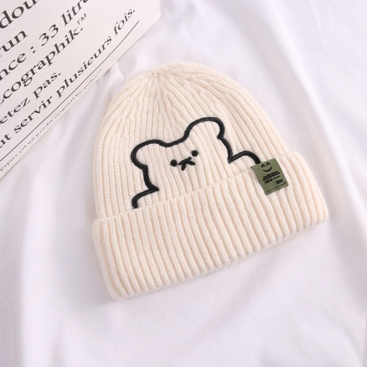 Pekanbaru Topi Knit Kupluk Beanie Hat Rajut Bahan Tebal Colorful Smooth Bahan Halus Lembut High Quality Bordir Motif Bear Lucu Unik Korean Style