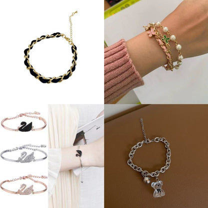 Pekanbaru Gelang Bracelets Fashion Swan Cuff Bracelet With Zircon Women Animal Bird