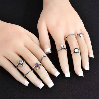 Pekanbaru Isi 4/8 Pcs  /Set Cincin Emas Hias Mutiara Gaya  Untuk Wanita