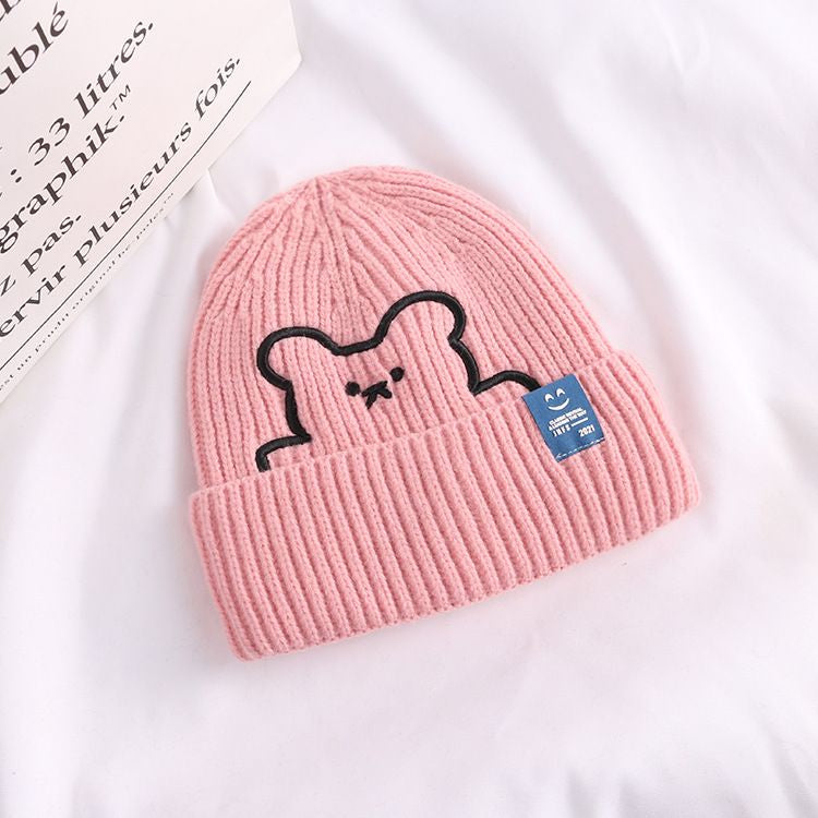 Pekanbaru Topi Knit Kupluk Beanie Hat Rajut Bahan Tebal Colorful Smooth Bahan Halus Lembut High Quality Bordir Motif Bear Lucu Unik Korean Style