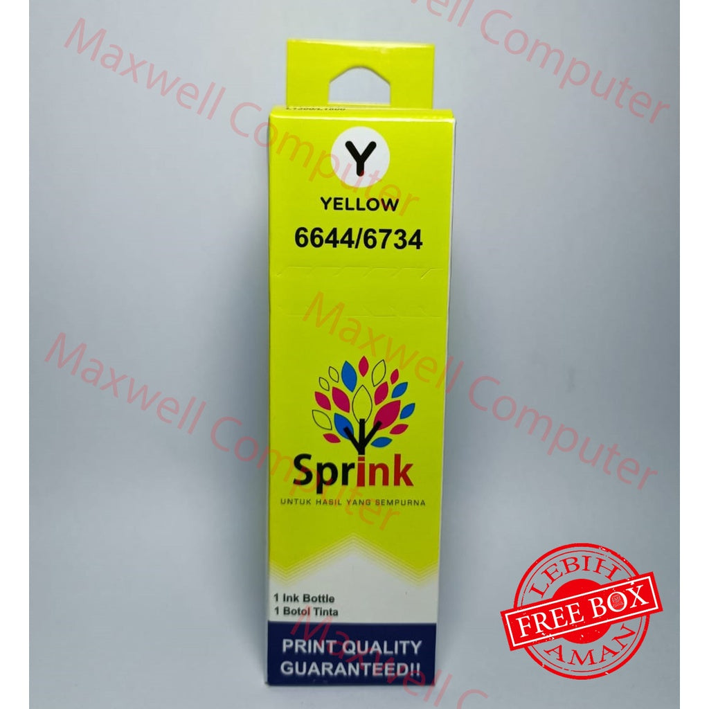 Pekanbaru Tinta Sprink 664 / 673 Yellow / Kuning For Epson L100/L110/L120/L121/L220/L300/L310 L350/L360/L365 L455/L550/L555 L565/L655/L800 L810/L850 L1300/L1800