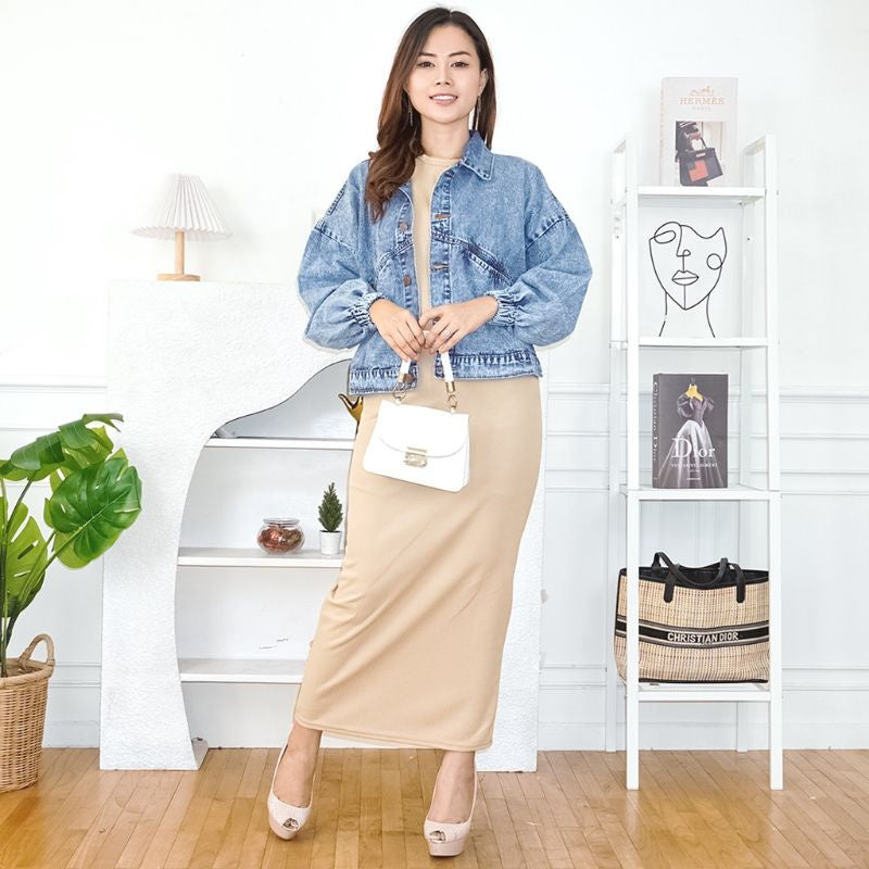 Pekanbaru Finely April Knit Inner Span/Dress Polos Panjang/Inne Polos