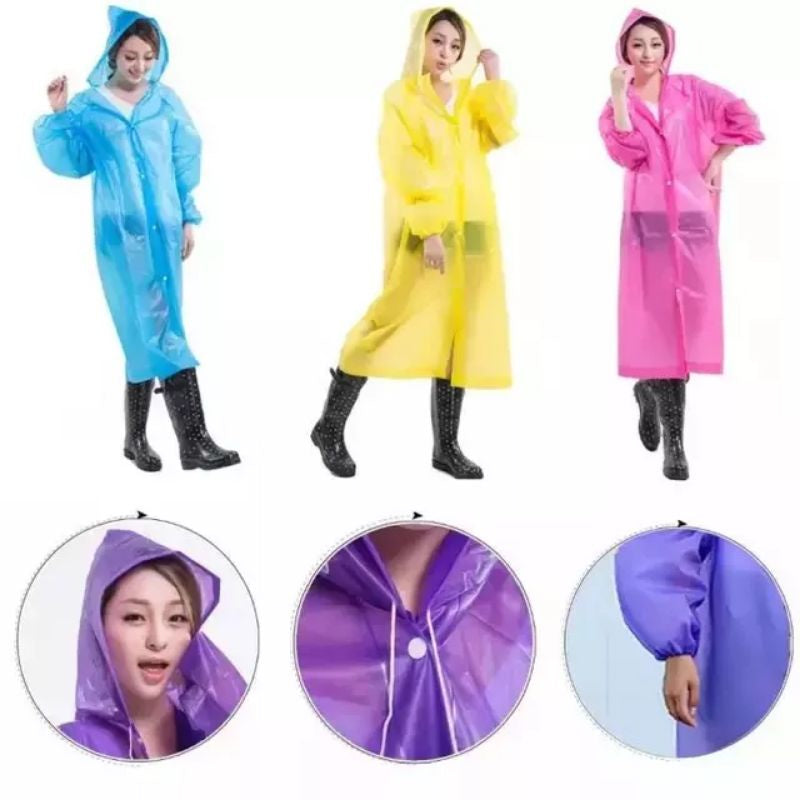 Pekanbaru Jas Hujan Dewasa Model Poncho Waterproof Bahan Eva Tebal / Jas Hujan / Mantel Hujan