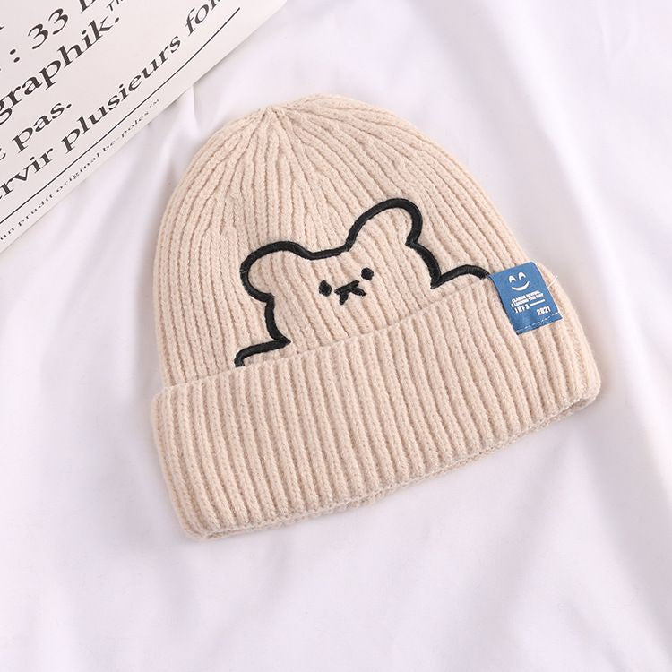 Pekanbaru Topi Knit Kupluk Beanie Hat Rajut Bahan Tebal Colorful Smooth Bahan Halus Lembut High Quality Bordir Motif Bear Lucu Unik Korean Style