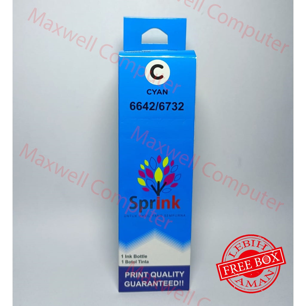 Pekanbaru Tinta Sprink 664 / 673 Cyan / Biru For Epson L100/L110/L120/L121/L220/L300/L310 L350/L360/L365 L455/L550/L555 L565/L655/L800 L810/L850 L1300/L1800