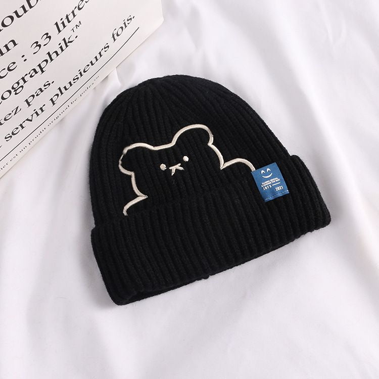 Pekanbaru Topi Knit Kupluk Beanie Hat Rajut Bahan Tebal Colorful Smooth Bahan Halus Lembut High Quality Bordir Motif Bear Lucu Unik Korean Style