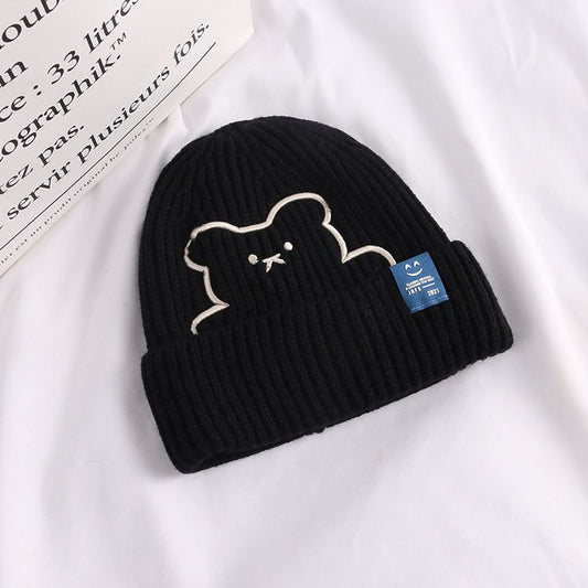 Pekanbaru Topi Knit Kupluk Beanie Hat Rajut Bahan Tebal Colorful Smooth Bahan Halus Lembut High Quality Bordir Motif Bear Lucu Unik Korean Style