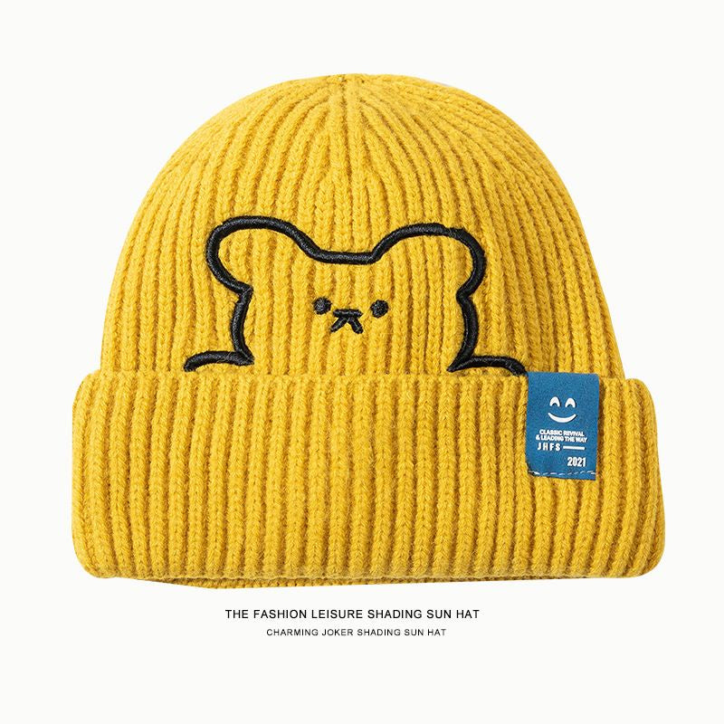 Pekanbaru Topi Knit Kupluk Beanie Hat Rajut Bahan Tebal Colorful Smooth Bahan Halus Lembut High Quality Bordir Motif Bear Lucu Unik Korean Style