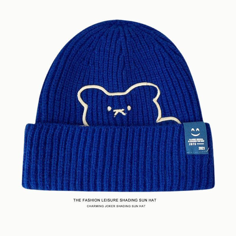 Pekanbaru Topi Knit Kupluk Beanie Hat Rajut Bahan Tebal Colorful Smooth Bahan Halus Lembut High Quality Bordir Motif Bear Lucu Unik Korean Style