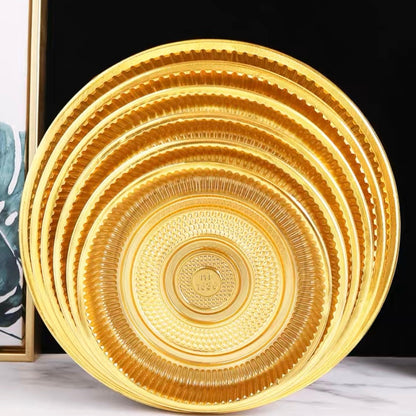 Pekanbaru Tray Mika Bulat Gold / Alas Puding Berbagai Ukuran Per Pack
