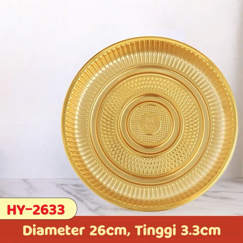 Pekanbaru Tray Mika Bulat Gold / Alas Puding Berbagai Ukuran Per Pack