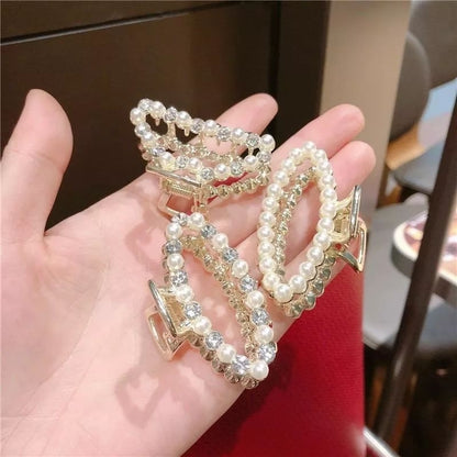 Pekanbaru Jedai 5Cm Mutiara Elegan / Jepit Rambut Alloy Korea Mutiara Permata