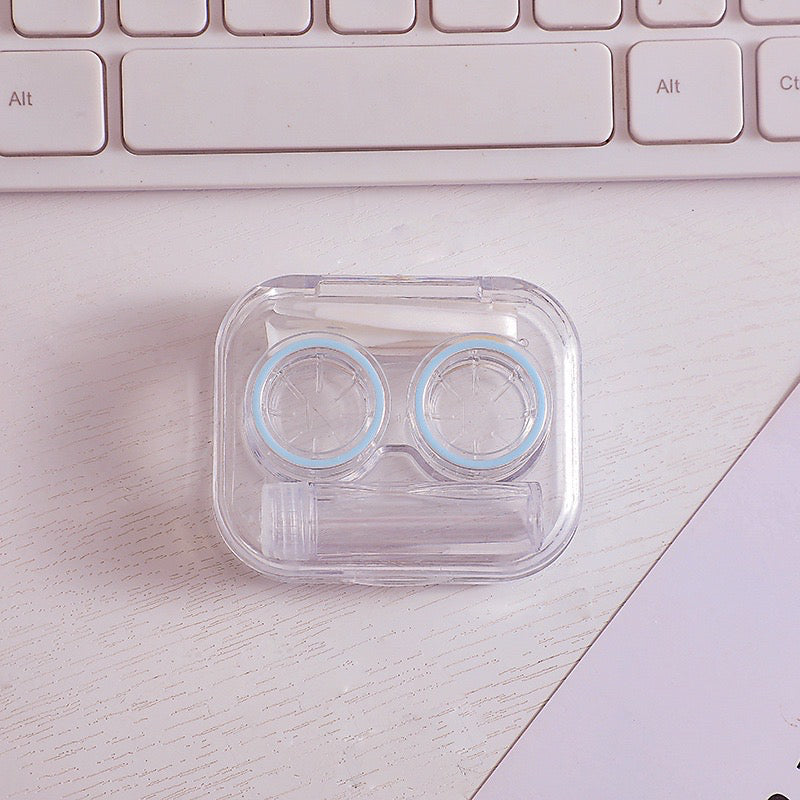 Pekanbaru HR- Kotak Softlens Transparan Premium / Travel Kit Tempat Kotak Transparant Soflens / Case Softlen Bening + Jepitan + Botol