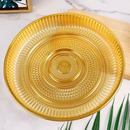 Pekanbaru Tray Mika Bulat Gold / Alas Puding Berbagai Ukuran Per Pack