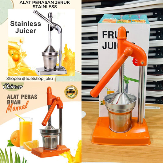Pekanbaru (COD) Perasan jeruk stainless / alat peras jeruk stainless / mesin pemeras jeruk manual stainless