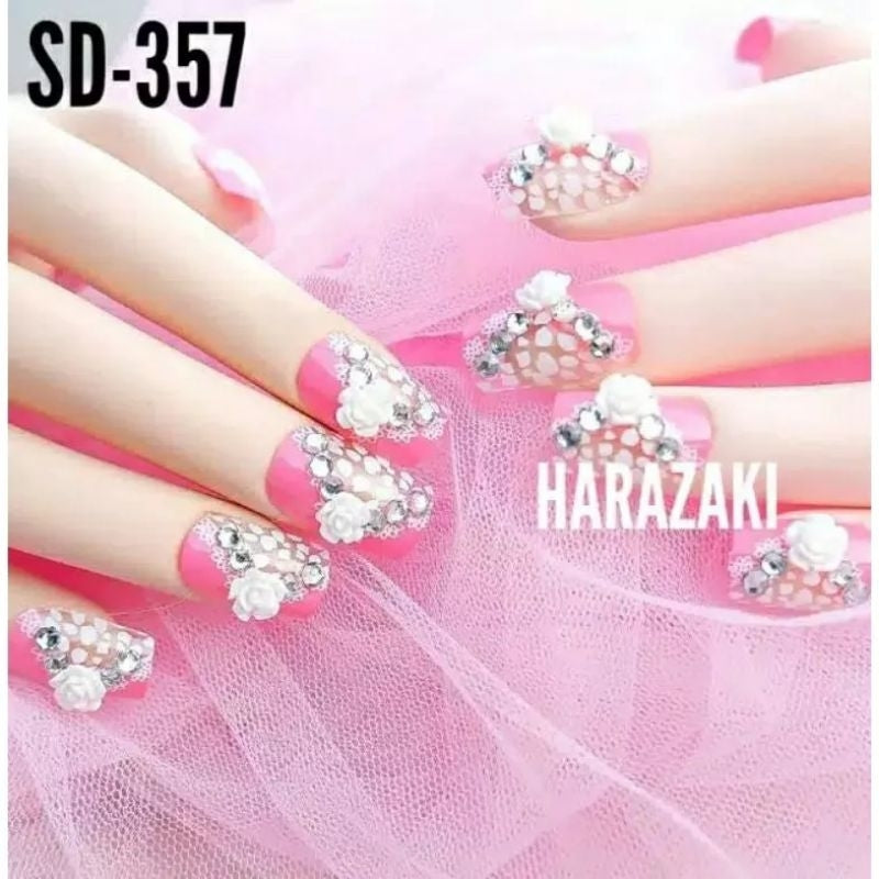 Pekanbaru Kuku Palsu Wedding Kuku Palsu Pengantin Bunga Gold Hijau Merah Ungu Fake Nail Wedding