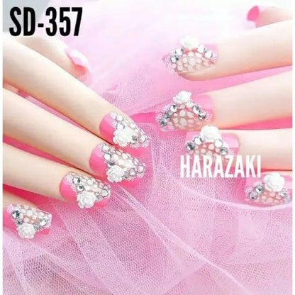 Pekanbaru Kuku Palsu Wedding Kuku Palsu Pengantin Bunga Gold Hijau Merah Ungu Fake Nail Wedding