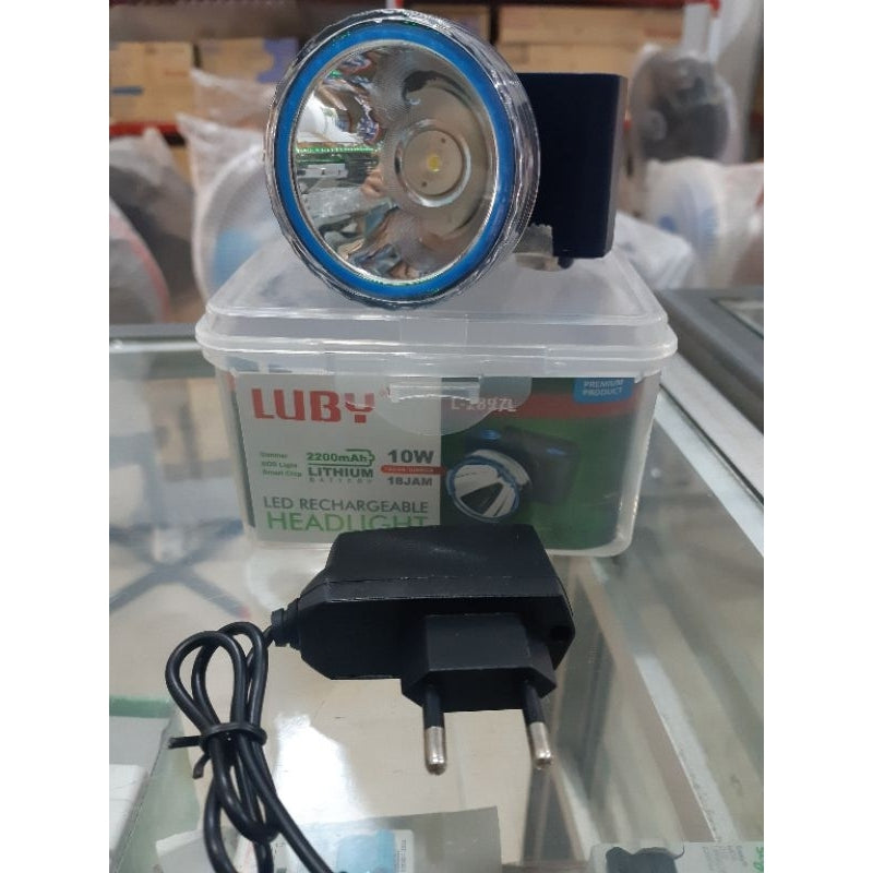 Pekanbaru Senter Kepala Luby 10 Watt Baterai Cas L-2883L Dimmer / Headlamp Head Lamp