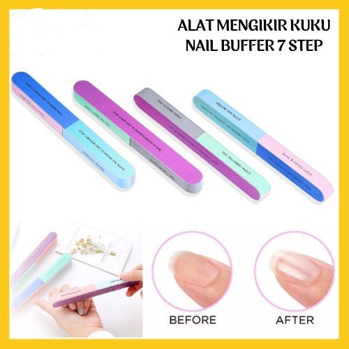 Pekanbaru HR- Nail Buffer 7 Step Alat Kikir Kuku Amplas Penghalus Pengkilap Pedicure Manicure 7 way Pengikir Kuku